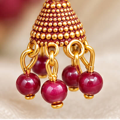 Paisley Chain Jhumka Earrings (Brown) product image 5