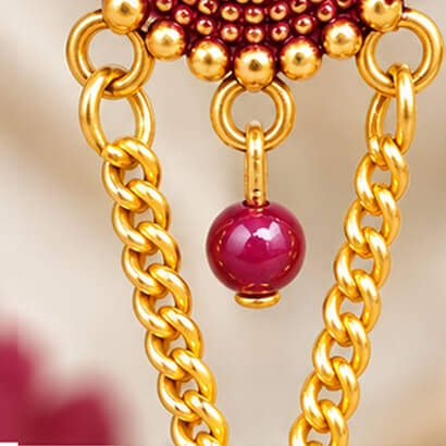 Paisley Chain Jhumka Earrings (Brown) product image 3