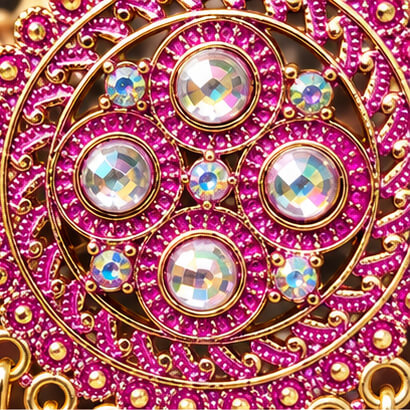 Traditional Kundan Chakra Chandbali Earrings with Beaded Drops (Pink) product image 9