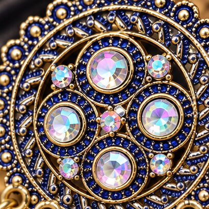 Traditional Kundan Chakra Chandbali Earrings with Beaded Drops (Blue) product image 2