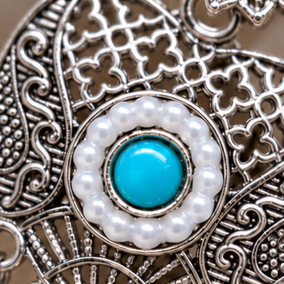 Oxidised Silver Heart Dangler Earrings with Pearl & Ghungroo Drops (Sky Blue) product image 5