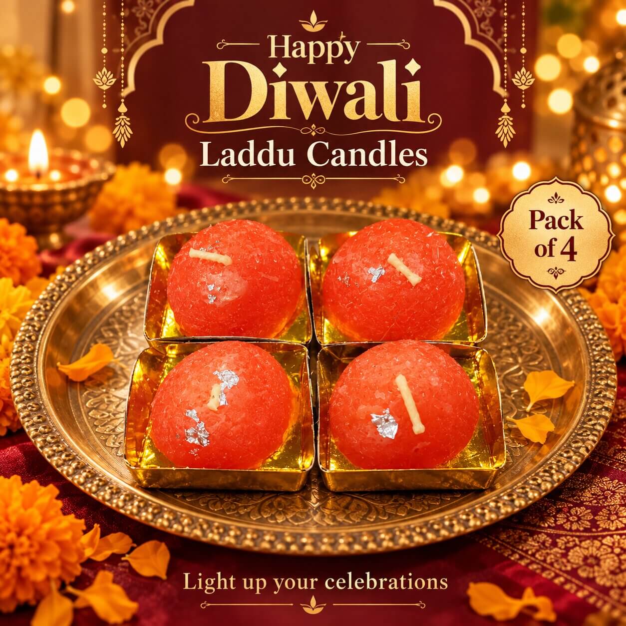 Diwali Laddu Candle Gift Box (Orange) – Heartly Wishes