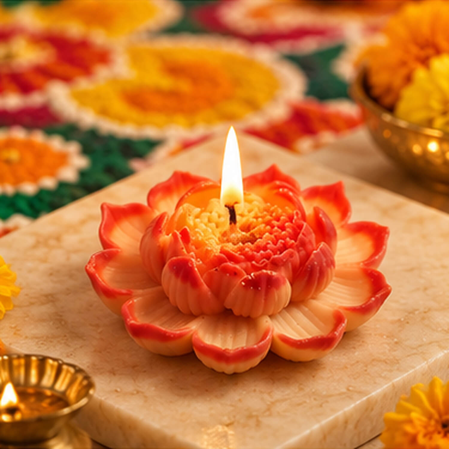 Sunset Bloom Lotus Candle – Heartly Wishes