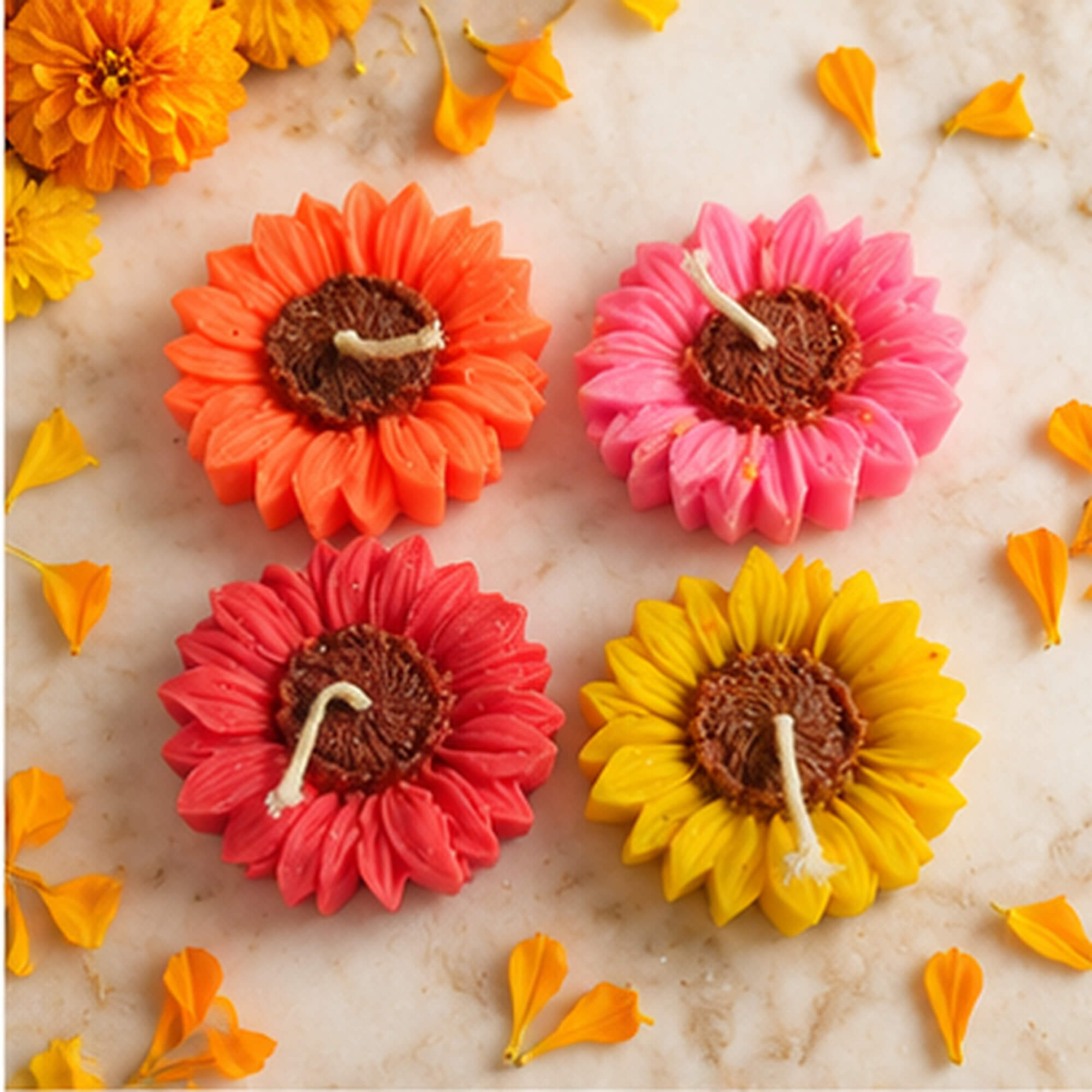 Vibrant Bloom Floral Candle Set – Pack of 4 product image 3