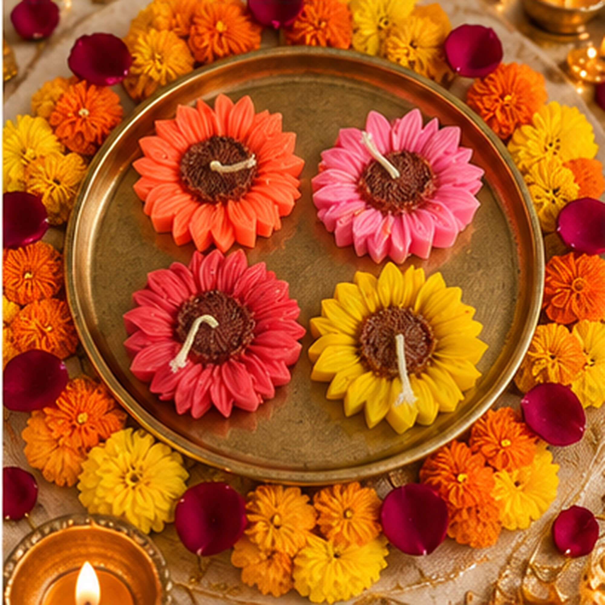 Vibrant Bloom Floral Candle Set – Pack of 4 product image 8
