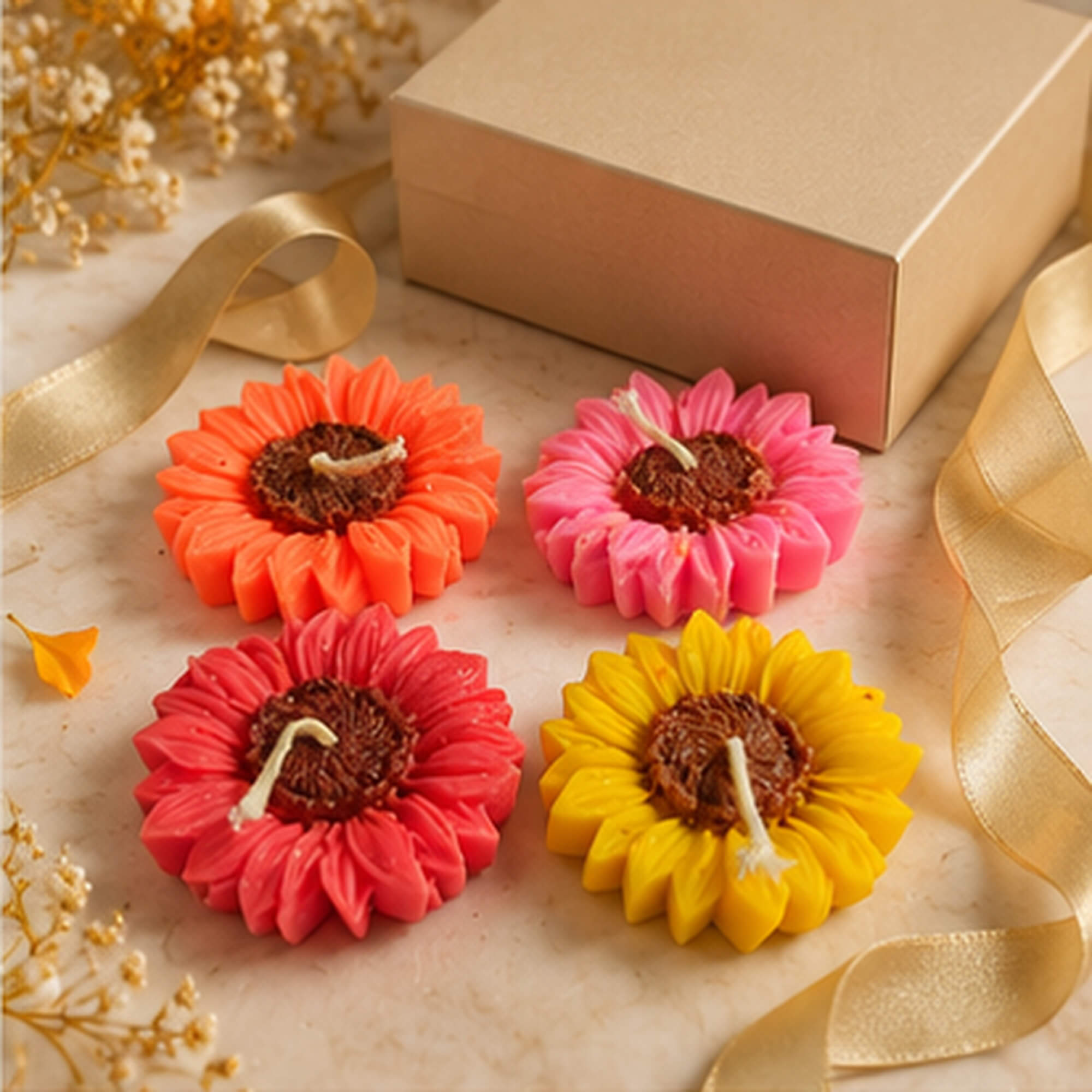 Vibrant Bloom Floral Candle Set – Pack of 4 product image 6