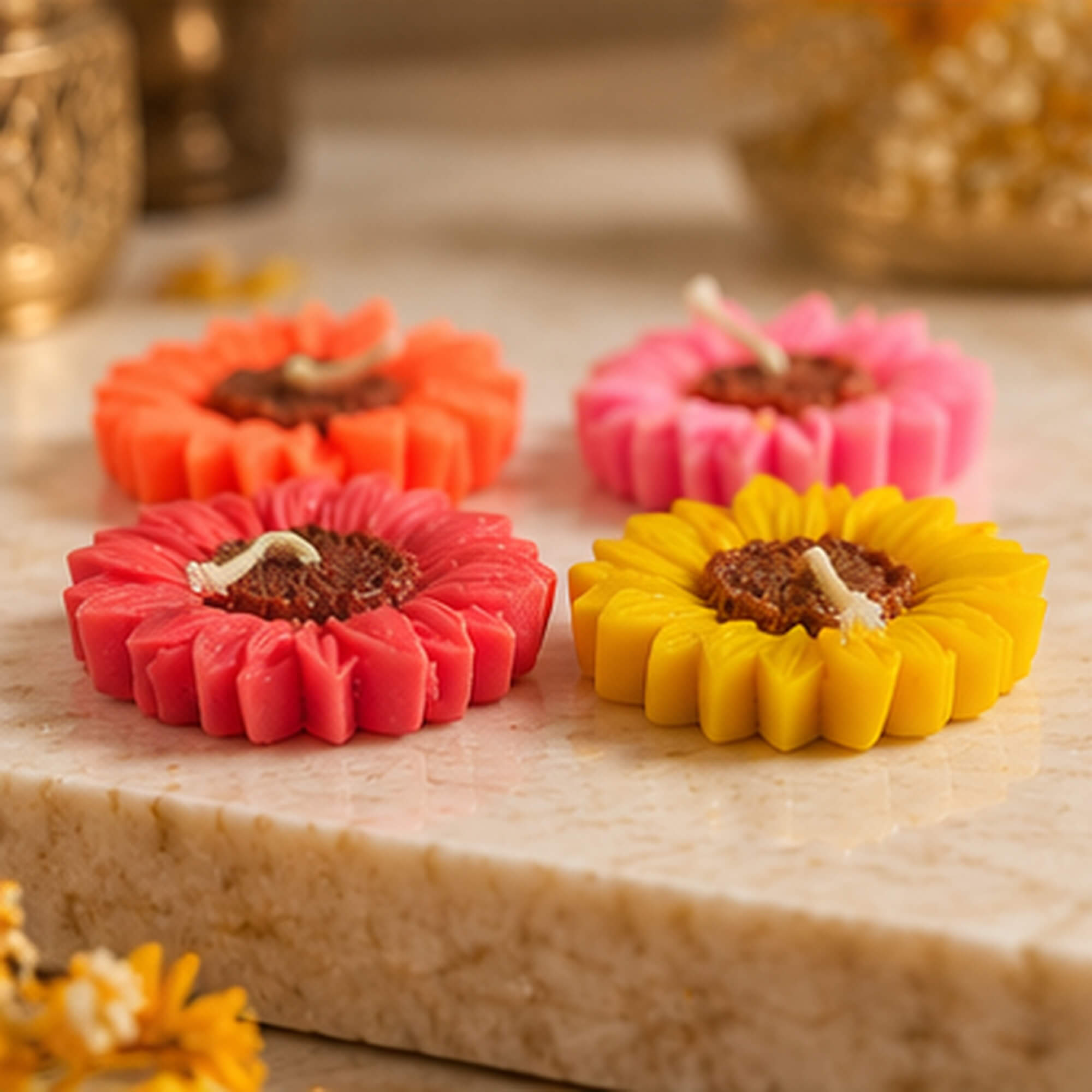 Vibrant Bloom Floral Candle Set – Pack of 4 product image 7