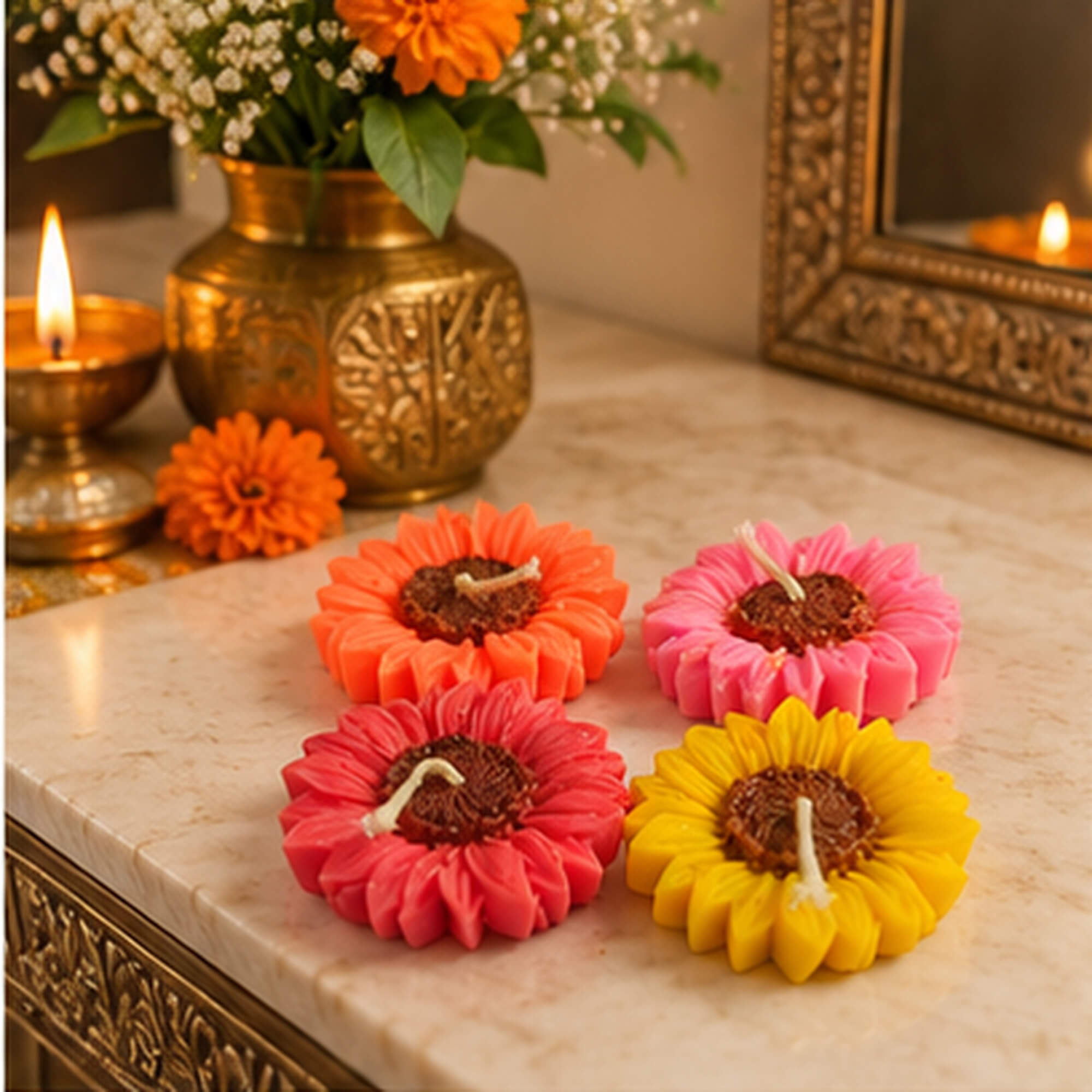 Vibrant Bloom Floral Candle Set – Pack of 4 product image 5
