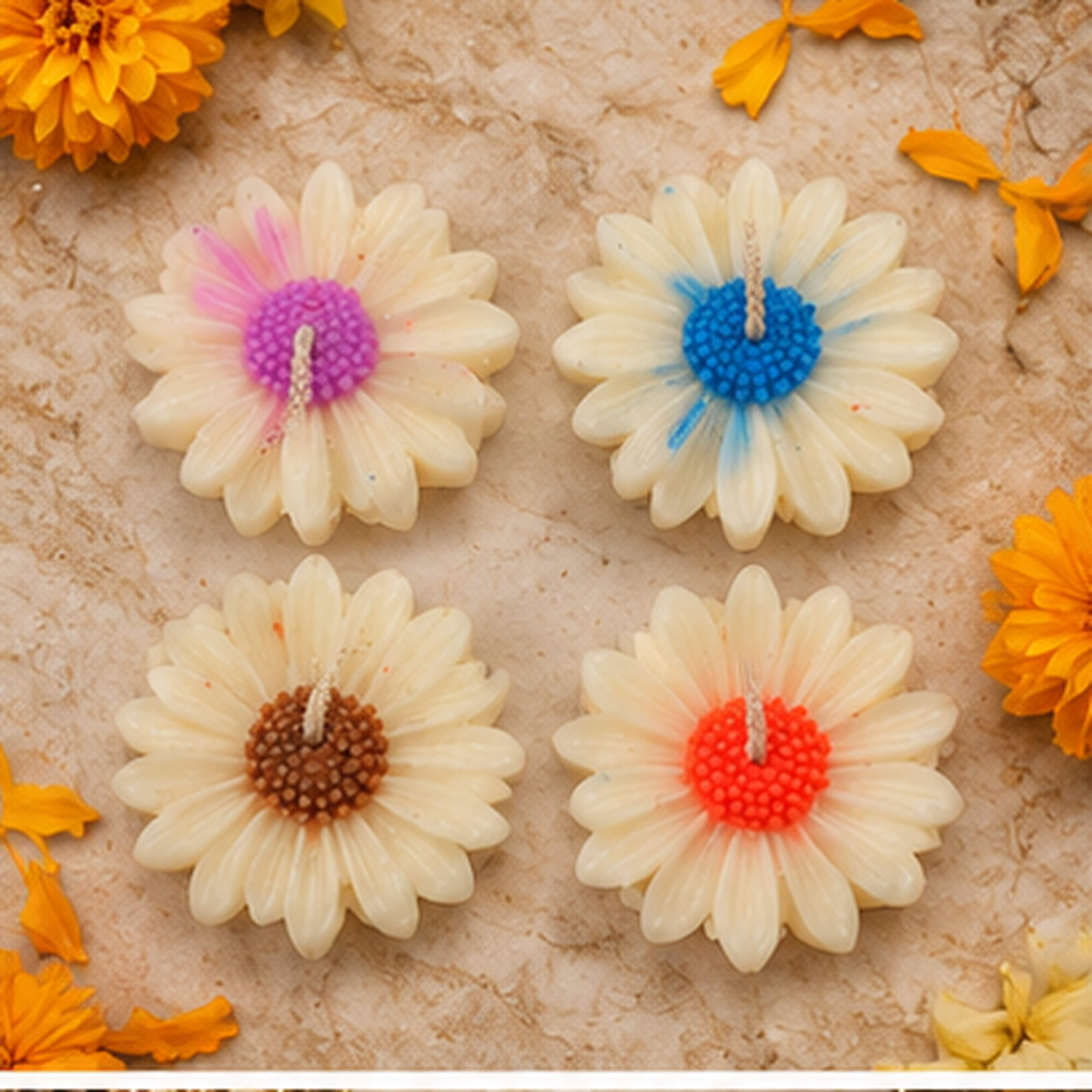 Ivory Bloom Daisy Candle Set – Pack of 4 product image 3