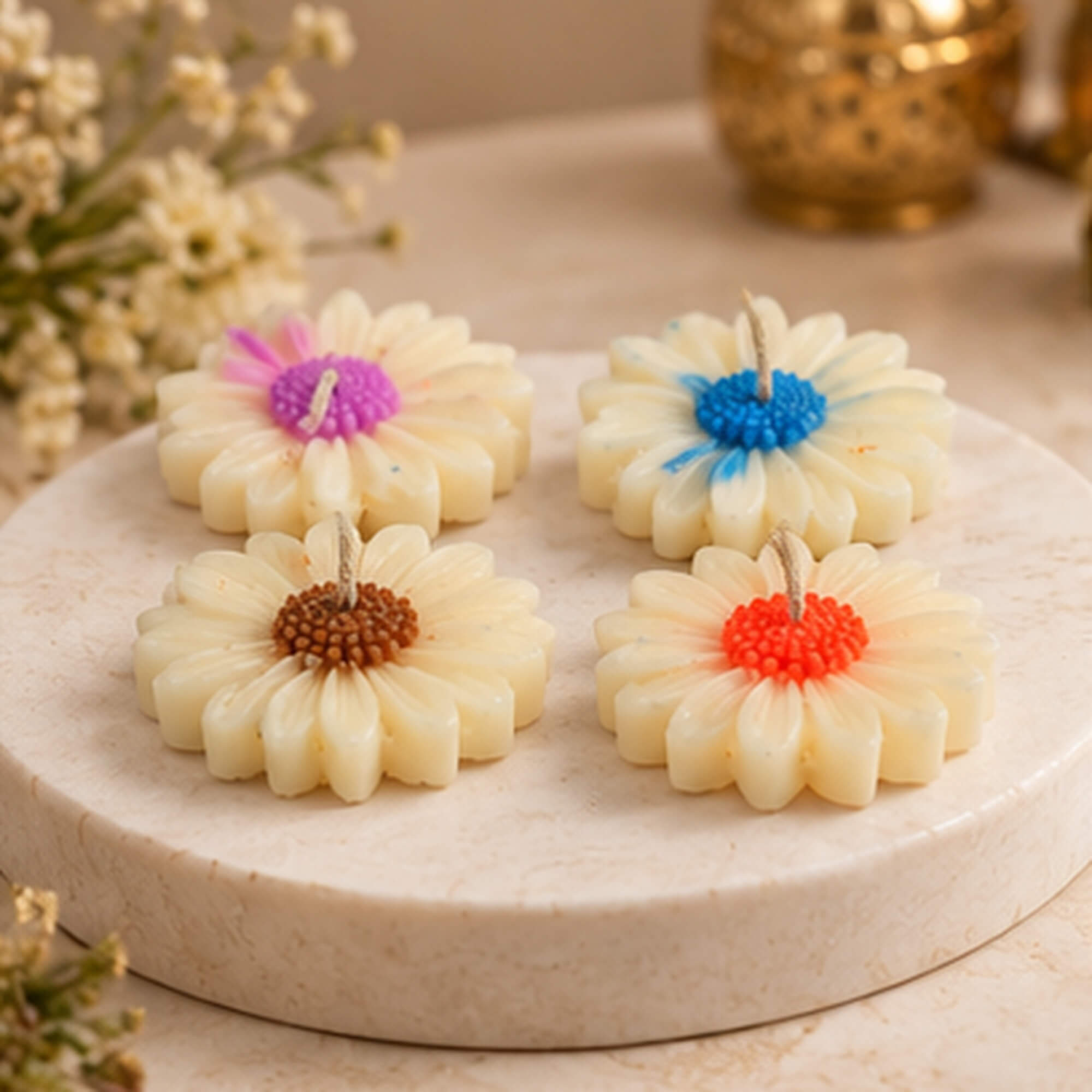 Ivory Bloom Daisy Candle Set – Pack of 4 product image 7