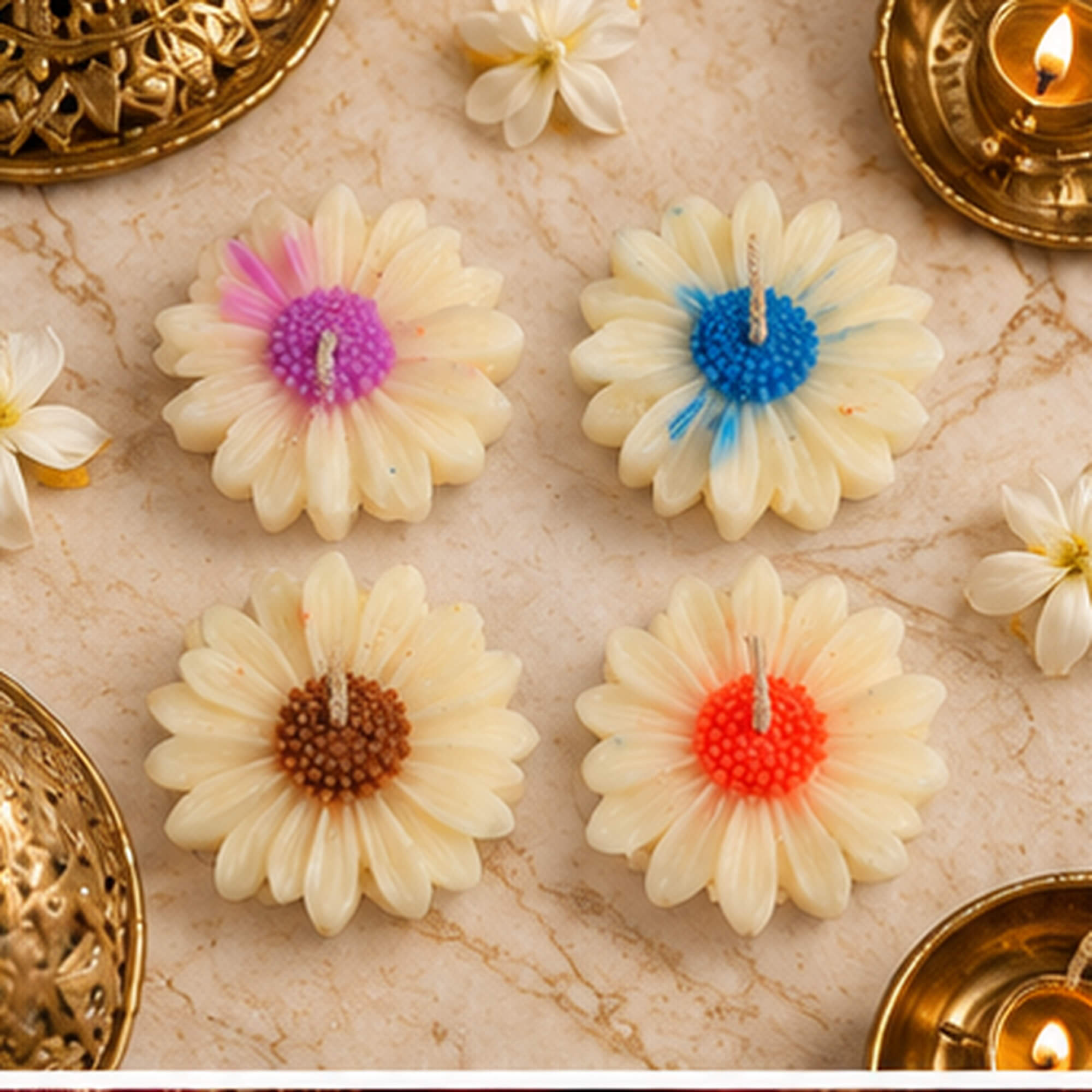 Ivory Bloom Daisy Candle Set – Pack of 4 product image 5