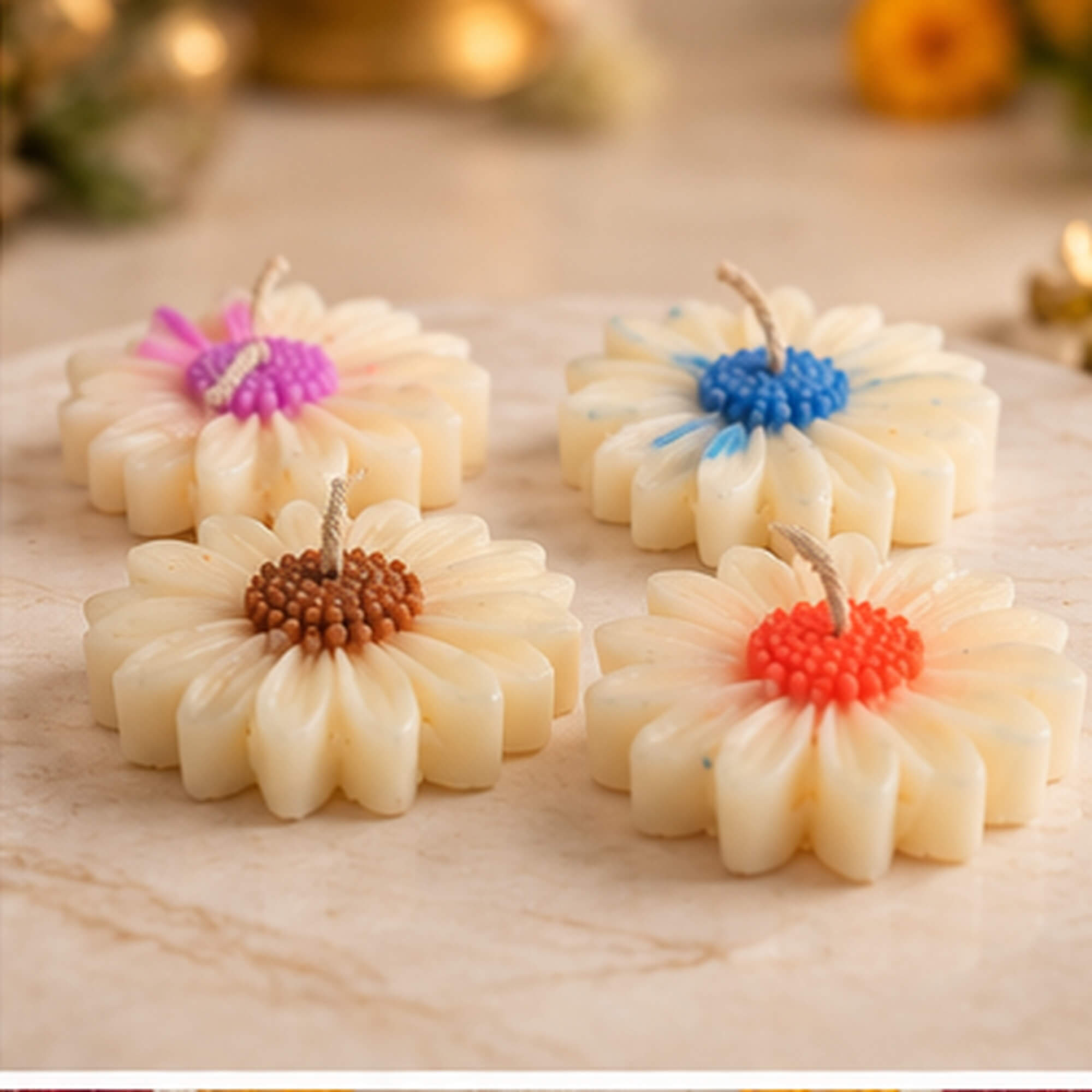 Ivory Bloom Daisy Candle Set – Pack of 4 product image 4