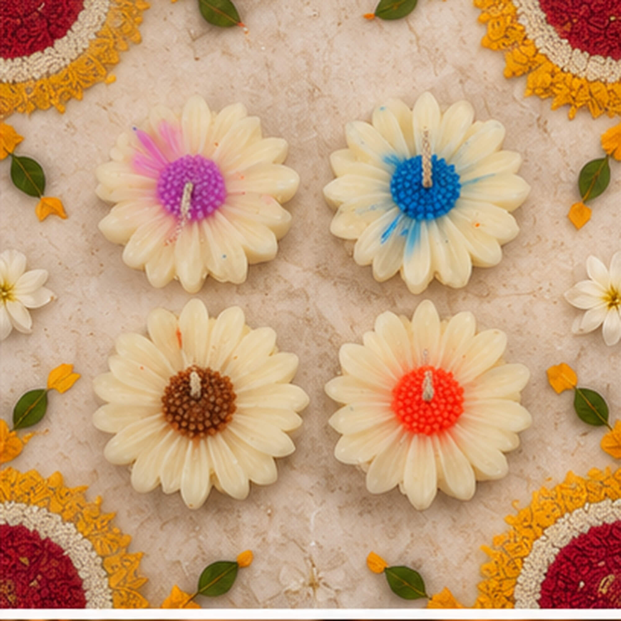 Ivory Bloom Daisy Candle Set – Pack of 4 product image 6