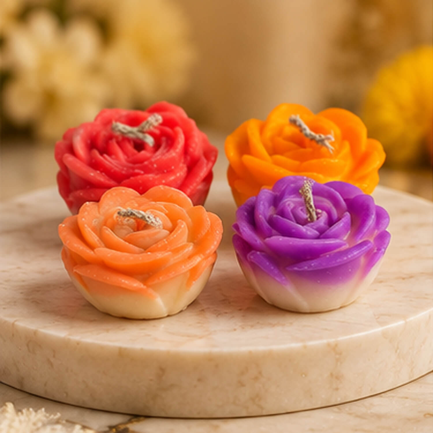 Colourful Rose Bloom Candle Set – Pack of 4 product image 8