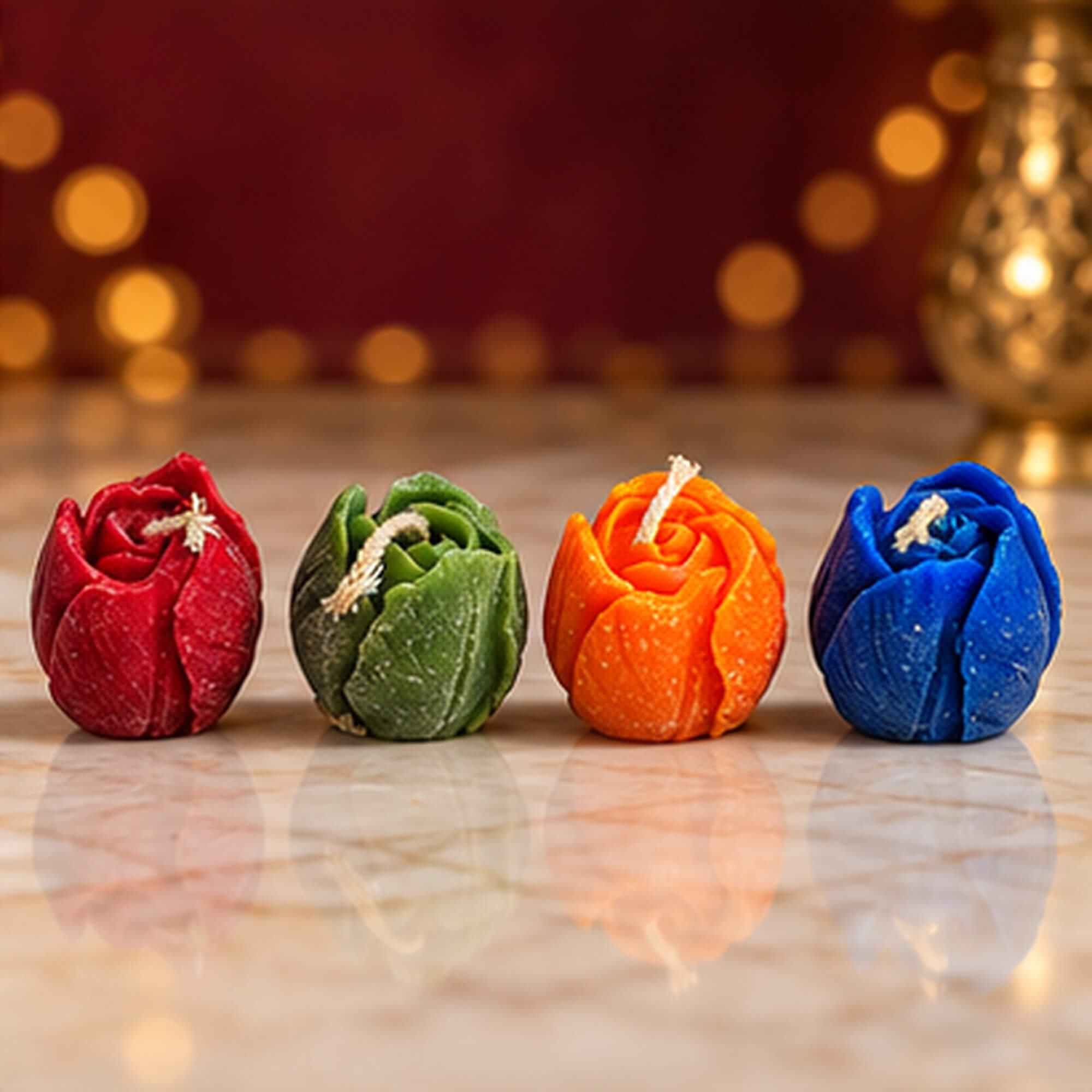 Colourful Rosebud Candle Set – Pack of 4 product image 7