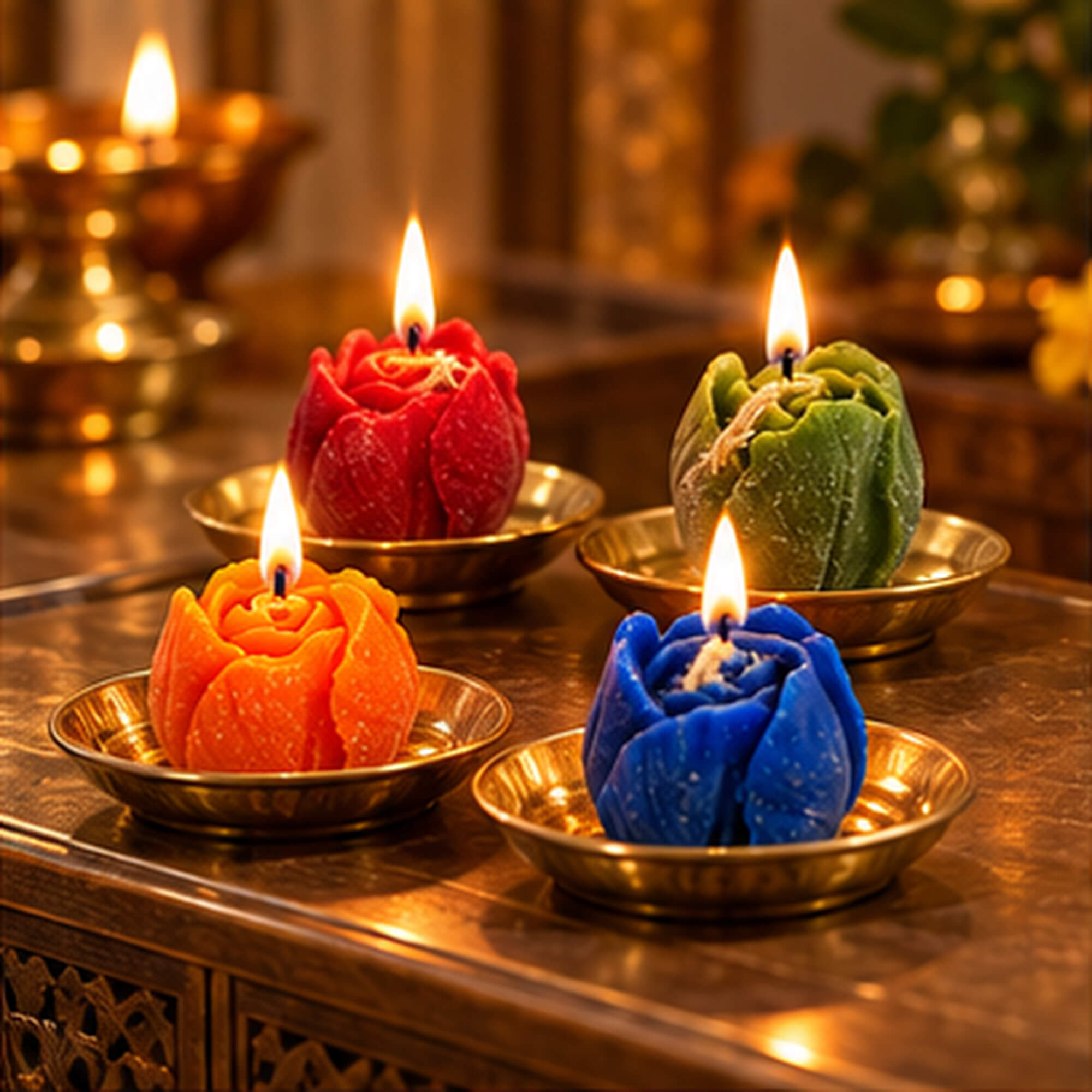 Colourful Rosebud Candle Set – Pack of 4 product image 6