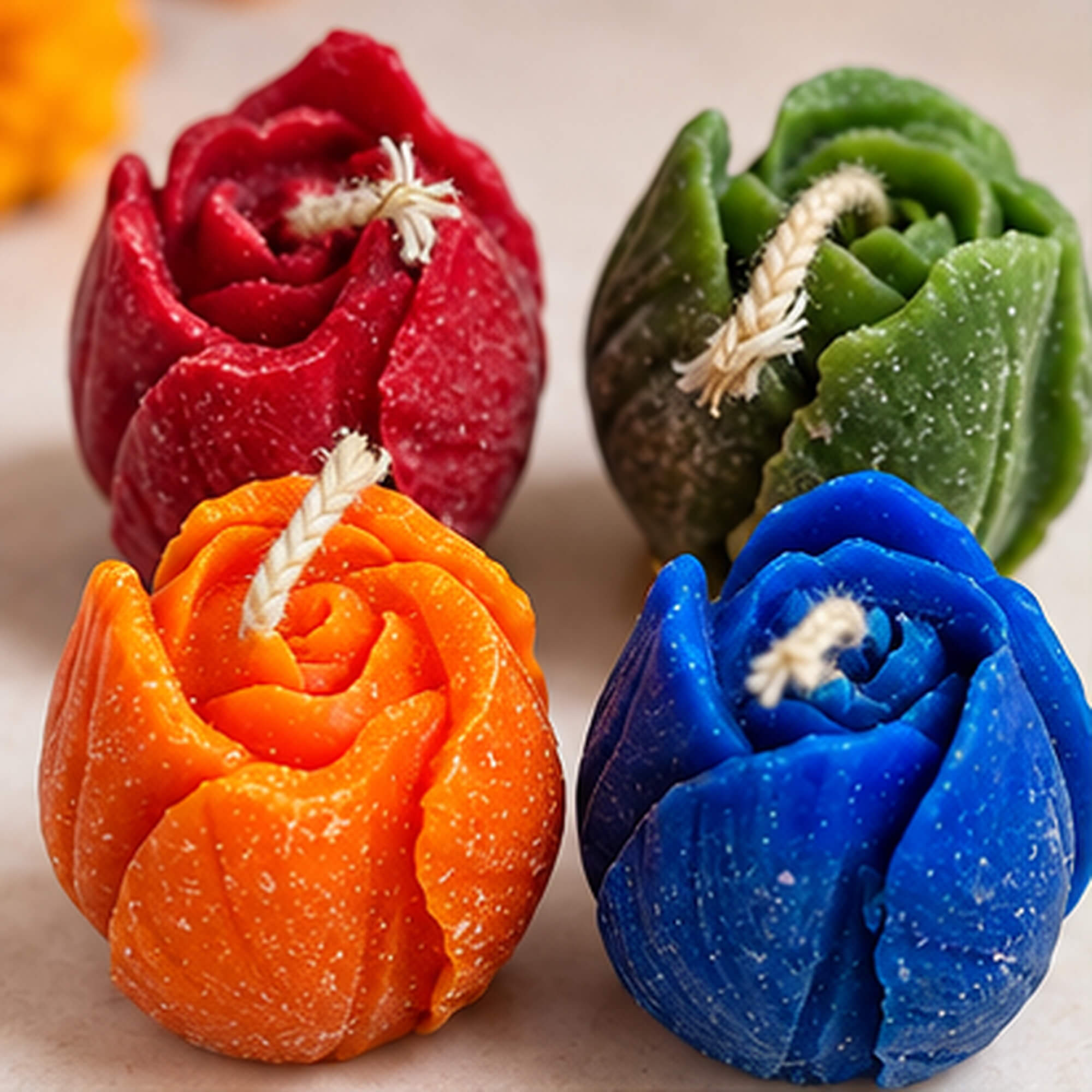 Colourful Rosebud Candle Set – Pack of 4 product image 5